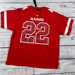 Amiri 22 Jersey Logo Red Tee Mens Size Large
